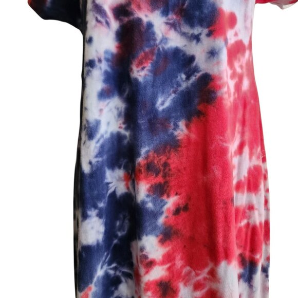 Lularoe Maria Maxi Dress Red White and Blue Tie Dye Size M - Picture 8 of 10